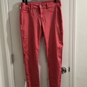 Vibrant Coral Denim Pants